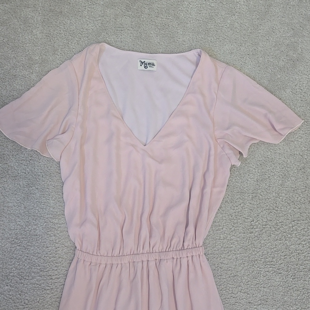 Show Me Your MuMu Michelle Flutter Sleeve Maxi Dress Pink Size Small - Picture 5 of 12